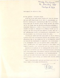 [Carta] 1951 jul. 29, Santiago [a] Gabriela Mistral