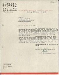 [Carta] 1942 mayo 26, Santiago, Chile [a] Gabriela Mistral, Petrópolis, Brasil
