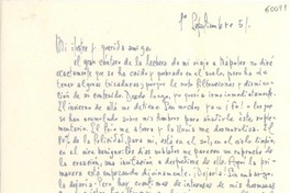 [Carta] 1951 sept. 1, [Santiago] [a] Gabriela Mistral