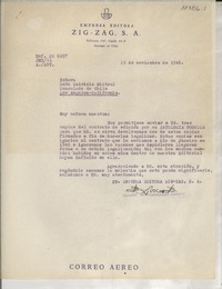 [Carta] 1946 nov. 15, Santiago, Chile [a] Gabriela Mistral, Consulado de Chile, Los Angeles, California, [EE.UU.]