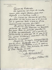 [Carta] 1952 abr. 1, Santiago, Chile [a] Gabriela [Mistral]