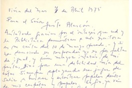 [Carta], 1975 abr. 4 Viña del Mar, Chile <a> Justo Alarcón