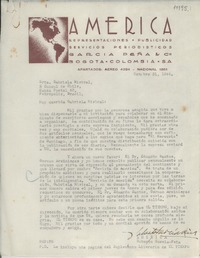 [Carta] 1944 oct. 31, Bogotá, Colombia [a] Gabriela Mistral, Petrópolis, Brasil