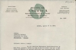 [Carta] 1945 ago. 27, Bogotá, Colombia [a] Gabriela Mistral, Consulado de Chile, Petrópolis, Brasil