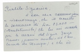 [Tarjeta] [1952?], [Italia?] [a] [Gabriela Mistral]