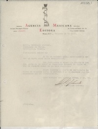 [Carta] 1943 feb. 12, México, D. F., México [a] Gabriela Mistral, Consulado de Chile, Petrópolis, Brasil