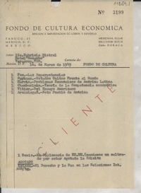 [Factura] 1949 mar. 1, México, D. F., México [a] Gabriela Mistral, Hotel Mocambo, Veracruz, [México]