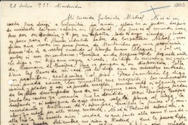 [Carta] 1933 jul. 22, Montevideo [a] Gabriela Mistral
