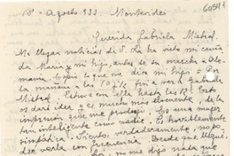 [Carta] 1933 ago. 18, Montevideo [a] Gabriela Mistral