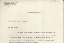 [Carta] 1950 nov. 29, México D. F., [México] [a] Lucila Godoy y [sic] Alcayaga