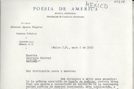 [Carta] 1952 mayo 2, México D. F., [México] [a] Gabriela Mistral, Nápoles, [Italia]