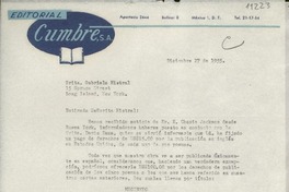 [Carta] 1955 dic. 27, México, D. F., México [a] Gabriela Mistral, Long Island, New York, [EE.UU.]