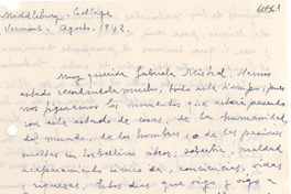 [Carta] 1942 ago., Vermont [a] Gabriela Mistral