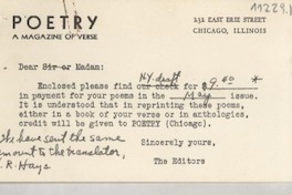 [Tarjeta] [1943?], Chicago, Illinois, [EE.UU.] [a] [Gabriela Mistral]