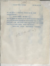 [Telegrama] [1947?] July 26, Chicago, [Illinois, EE.UU.] [a] Gabriela Mistral