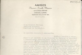 [Carta] 1941 dic. 11, Chicago, Illinois, [EE.UU.] [a] Gabriela Mistral, Santiago, Chile
