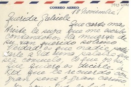 [Carta] [1943?] nov. 18, [Chile] [a] Gabriela [Mistral]
