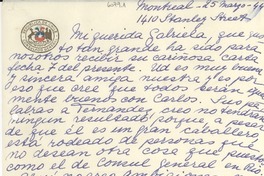 [Carta] 1944 mar. 25, Montreal, [Canadá] [a] Gabriela [Mistral]