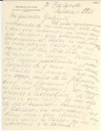 [Carta] 1946 ago. 7, Santiago [a] Gabriela Mistral