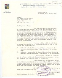 [Carta], 1979 may. 23 Valdivia, Chile <a> María Luisa Bombal