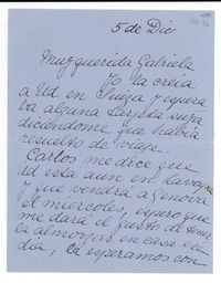 [Carta] dic. 5, [Italia] [a] Gabriela Mistral