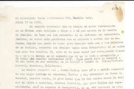 [Carta] 1947 abr. 17, Santiago [a] Gabriela Mistral