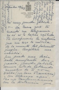 [Carta] 1943 oct. 14, México D. F. [a] Gabriela Mistral
