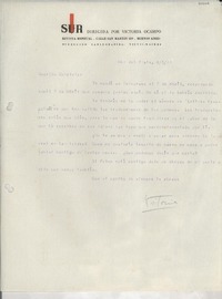 [Carta] 1944 mayo 6, Mar del Plata, [Argentina] [a] Gabriela Mistral