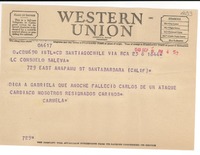 [Telegrama] 1948 sept. 8, Santiago, Chile [a] Consuelo Saleva, Santa Bárbara, California