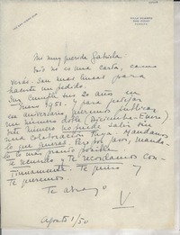 [Carta] 1950 ago. 1, San Isidro, [Argentina] [a] Gabriela Mistral