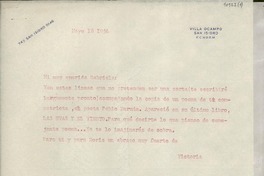 [Carta] 1954 mayo 18, [San Isidro], [Argentina] [a] Gabriela [Mistral]