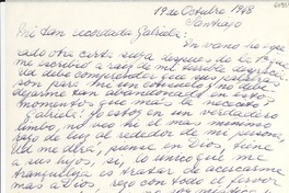 [Carta] 1948 oct. 19, Santiago [a] Gabriela Mistral