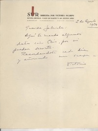 [Carta] 1954 ago. 2, [Buenos Aires], [Argentina] [a] Gabriela [Mistral]