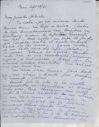 [Carta] 1951 sept. 18, Paris, [Francia] [a] Gabriela Mistral