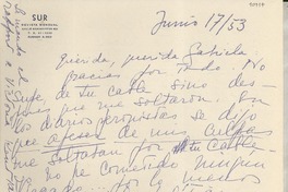 [Carta] 1953 jun. 17, [Buenos Aires, Argentina] [a] Gabriela Mistral