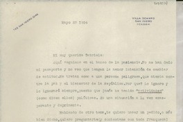 [Carta] 1954 mayo 27, [San Isidro, Argentina] [a] Gabriela Mistral