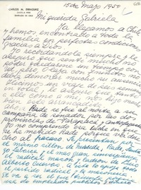 [Carta] 1950 mayo 15, [Santiago] [a] Gabriela Mistral