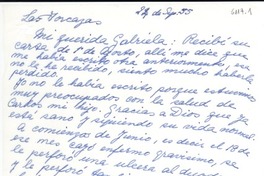 [Carta] 1955 sept. 24, Las Torcazas, [Chile] [a] Gabriela [Mistral]