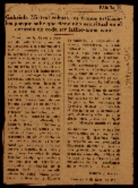 Gabriela Mistral rehusa los tronos artificiales porque sabe que tiene uno espiritual en el corazón de cada ser latino-americano