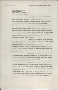 [Carta] [a] Gabriela Mistral, Santa Barbara, California