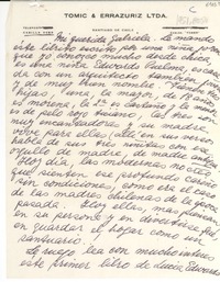 [Carta] 1951 ago., [Santiago] [a] Gabriela Mistral