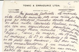 [Carta] 1951 ago., [Santiago] [a] Gabriela Mistral