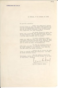 [Carta] 1946 oct. 4, La Habana, [Cuba] [a] Gabriela Mistral