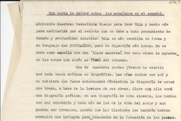 [Carta] Oxford, [Inglaterra] [a] Gabriela Mistral