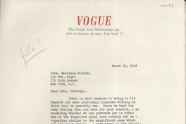 [Carta] 1946 Mar. 12, New York, [EE.UU.] [a] Gabriela Mistral, New York, [EE.UU.]