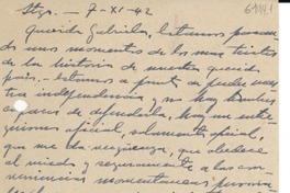[Carta] 1942 nov. 7, Santiago [a] Gabriela Mistral