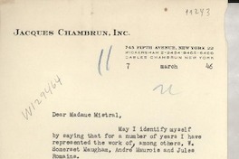 [Carta] 1946 Mar. 7, New York [a] Gabriela Mistral