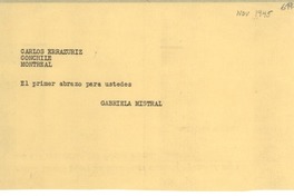 [Telegrama] 1945 nov., Petrópolis [a] Carlos Errázuriz, Montreal
