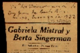 Gabriela Mistral y Berta Singerman
