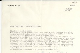 [Carta] 1954 abr. 1, Madrid, [España] [a] Gabriela Mistral